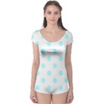 Polka Dots - Celeste Cyan on White Boyleg Leotard (Ladies)