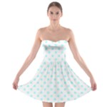 Polka Dots - Celeste Cyan on White Strapless Bra Top Dress