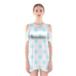 Polka Dots - Celeste Cyan on White Women s Cutout Shoulder Dress