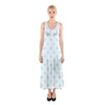 Polka Dots - Celeste Cyan on White Full Print Maxi Dress