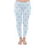 Polka Dots - Celeste Cyan on White Winter Leggings