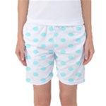 Polka Dots - Celeste Cyan on White Women s Basketball Shorts