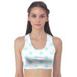 Polka Dots - Celeste Cyan on White Women s Sports Bra