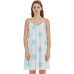 Polka Dots - Celeste Cyan on White Women s Reversible Sports Bra with Border