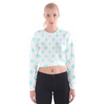 Polka Dots - Celeste Cyan on White Women s Cropped Sweatshirt