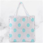 Polka Dots - Celeste Cyan on White Grocery Tote Bag