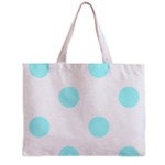 Polka Dots - Celeste Cyan on White Zipper Mini Tote Bag