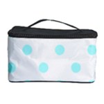 Polka Dots - Celeste Cyan on White Cosmetic Storage Case