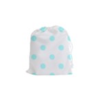 Polka Dots - Celeste Cyan on White Drawstring Pouch (S)