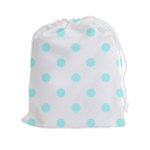 Polka Dots - Celeste Cyan on White Drawstring Pouch (XXl)