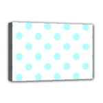 Polka Dots - Celeste Cyan on White Deluxe Canvas 18  x 12  (Stretched)