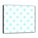 Polka Dots - Celeste Cyan on White Deluxe Canvas 24  x 20  (Stretched)