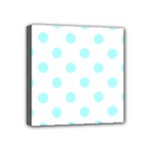 Polka Dots - Celeste Cyan on White Mini Canvas 4  x 4  (Stretched)