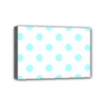 Polka Dots - Celeste Cyan on White Mini Canvas 6  x 4  (Stretched)