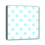 Polka Dots - Celeste Cyan on White Mini Canvas 6  x 6  (Stretched)