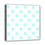 Polka Dots - Celeste Cyan on White Mini Canvas 8  x 8  (Stretched)