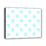 Polka Dots - Celeste Cyan on White Canvas 10  x 8  (Stretched)