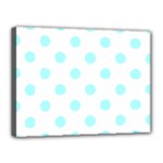 Polka Dots - Celeste Cyan on White Canvas 16  x 12  (Stretched)