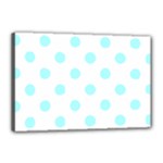 Polka Dots - Celeste Cyan on White Canvas 18  x 12  (Stretched)