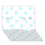 Polka Dots - Celeste Cyan on White I Love You 3D Greeting Card (7x5)