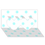 Polka Dots - Celeste Cyan on White Twin Hearts 3D Greeting Card (8x4)