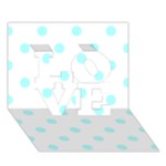 Polka Dots - Celeste Cyan on White LOVE 3D Greeting Card (7x5)