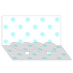 Polka Dots - Celeste Cyan on White Twin Heart Bottom 3D Greeting Card (8x4)