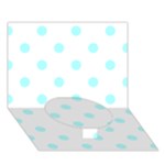 Polka Dots - Celeste Cyan on White Circle Bottom 3D Greeting Card (7x5)