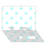 Polka Dots - Celeste Cyan on White LOVE Bottom 3D Greeting Card (7x5)