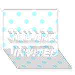 Polka Dots - Celeste Cyan on White YOU ARE INVITED 3D Greeting Card (7x5)