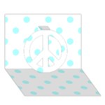 Polka Dots - Celeste Cyan on White Peace Sign 3D Greeting Card (7x5)