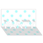 Polka Dots - Celeste Cyan on White PARTY 3D Greeting Card (8x4)
