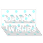Polka Dots - Celeste Cyan on White Best Wish 3D Greeting Card (8x4)