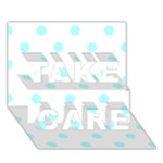 Polka Dots - Celeste Cyan on White TAKE CARE 3D Greeting Card (7x5)