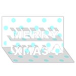 Polka Dots - Celeste Cyan on White Merry Xmas 3D Greeting Card (8x4)