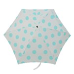 Polka Dots - Celeste Cyan on White Mini Umbrella