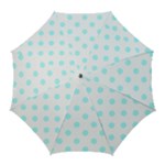 Polka Dots - Celeste Cyan on White Golf Umbrella