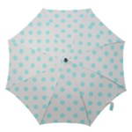 Polka Dots - Celeste Cyan on White Hook Handle Umbrella (Large)