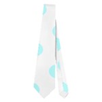 Polka Dots - Celeste Cyan on White Necktie (Two Side)