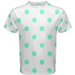 Polka Dots - Aquamarine on White Men s Cotton Tee