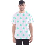 Polka Dots - Aquamarine on White Men s Sport Mesh Tee