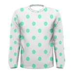 Polka Dots - Aquamarine on White Men s Long Sleeve T-shirt