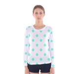 Polka Dots - Aquamarine on White Women s Long Sleeve T-shirt