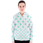 Polka Dots - Aquamarine on White Women s Zipper Hoodie