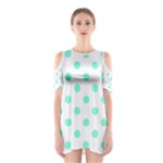 Polka Dots - Aquamarine on White Women s Cutout Shoulder Dress