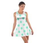 Polka Dots - Aquamarine on White Cotton Racerback Dress