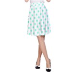 Polka Dots - Aquamarine on White A-Line Skirt