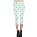 Polka Dots - Aquamarine on White Capri Leggings