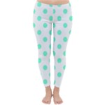 Polka Dots - Aquamarine on White Winter Leggings