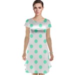 Polka Dots - Aquamarine on White Cap Sleeve Nightdress